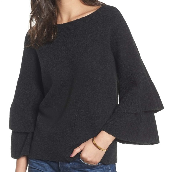 MADEWELL Black Tier Sleeve Wool Oversized Sweater - Picture 2 of 9